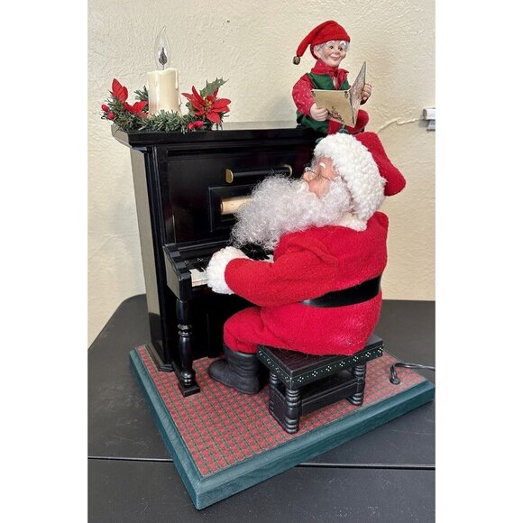 Vtg Motionette Christmas Santa And Elf Playing Piano Works Animated C Video Read - Picture 1 of 11